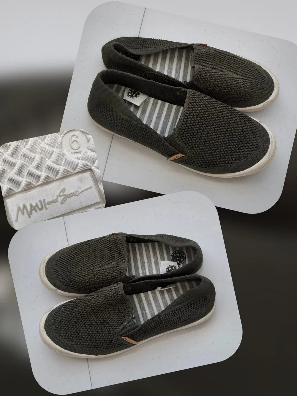 Maui and Sons Olive Green Knit Slip-On Sneakers Size 6